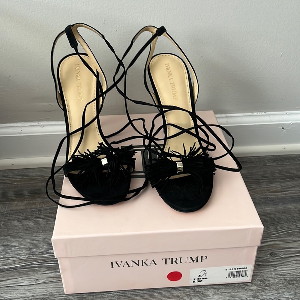 Ivanka trump black suede strappy sandal